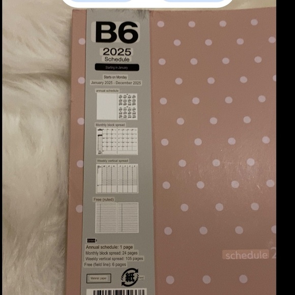 2025 Planner Notebook from Japan. Pink/White Polka Dots. - Picture 4 of 4